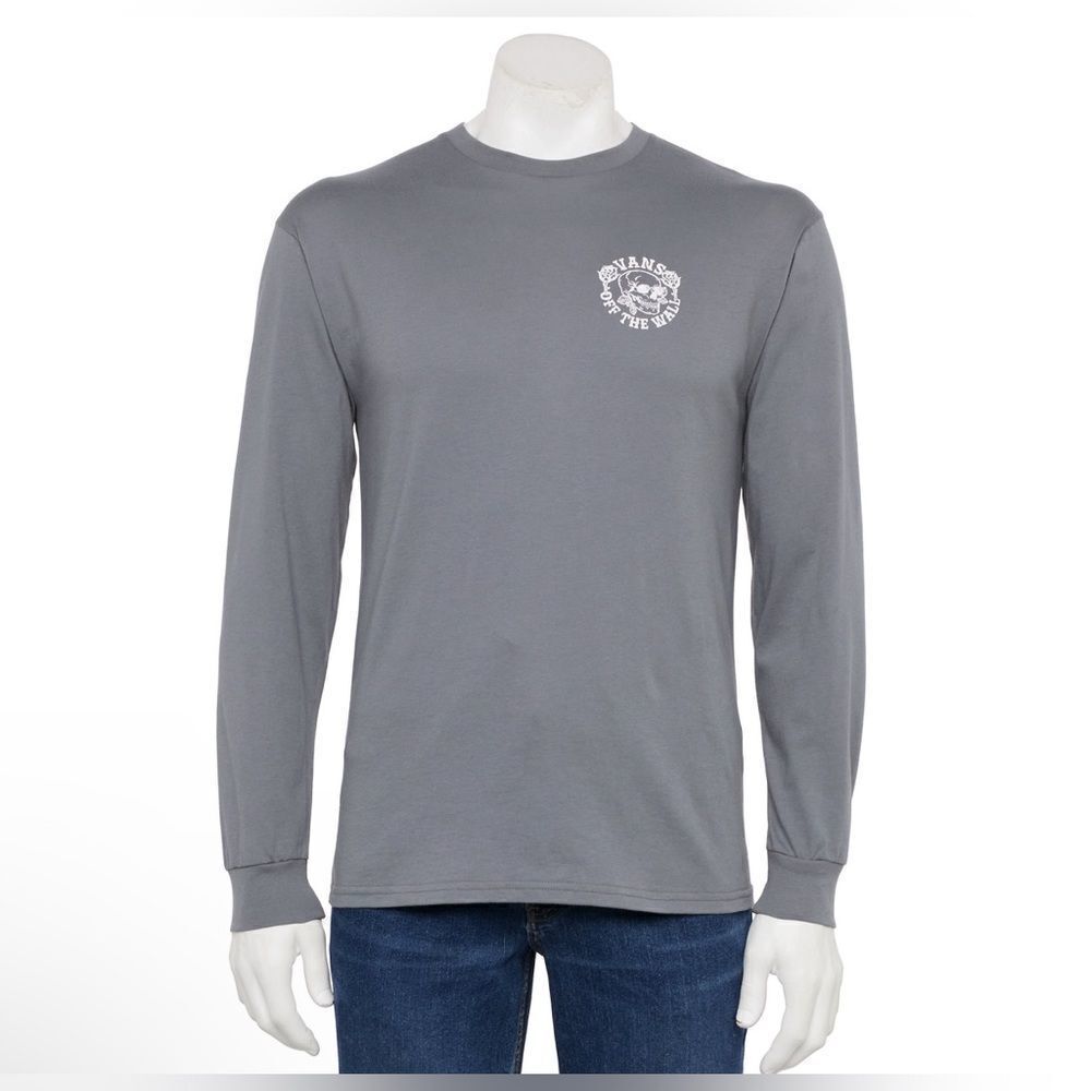 Vans Gray Skull and rose Men's Shirt - Picture 2 of 9